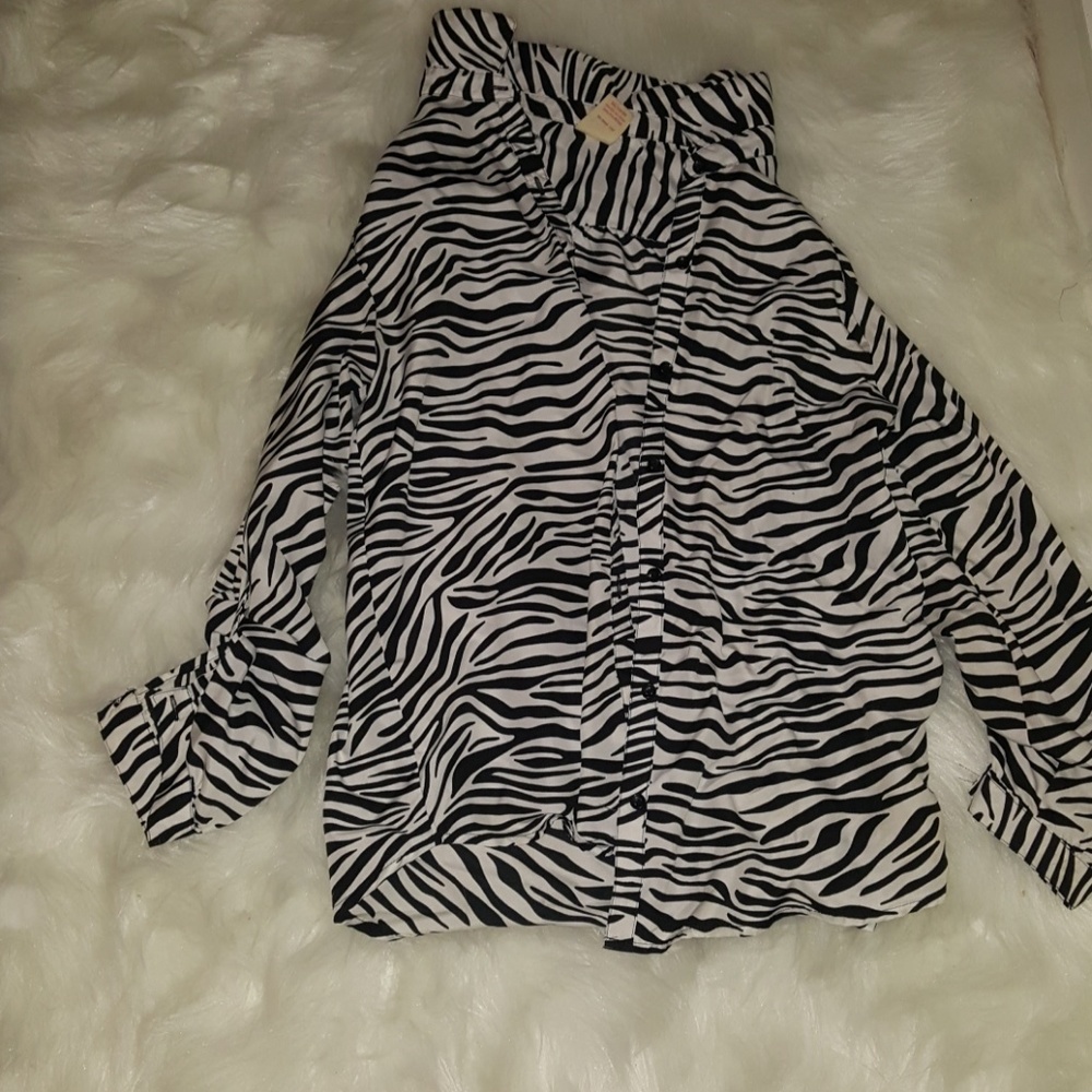 zebra button up shirt